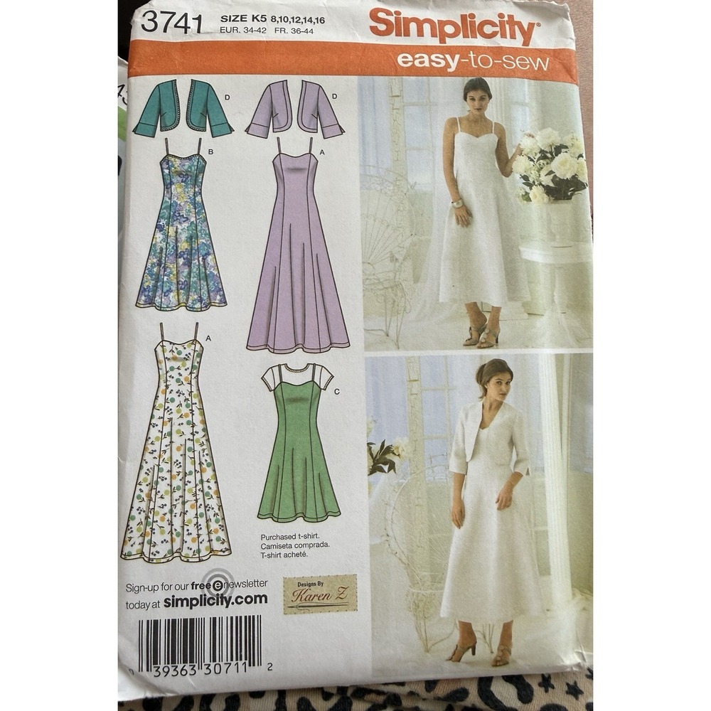 Simplicity 3741 Fit and Flared‎ Dress and Jacket Misses 8 16 Sewing Pattern Easy